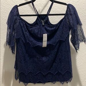 White House Black Market NavyBlue Off the Shoulder